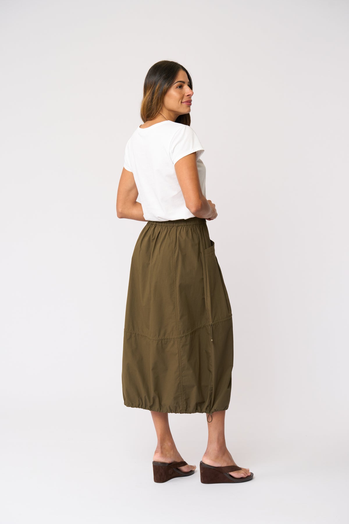 Foil Hemline Hype Skirt in Olive