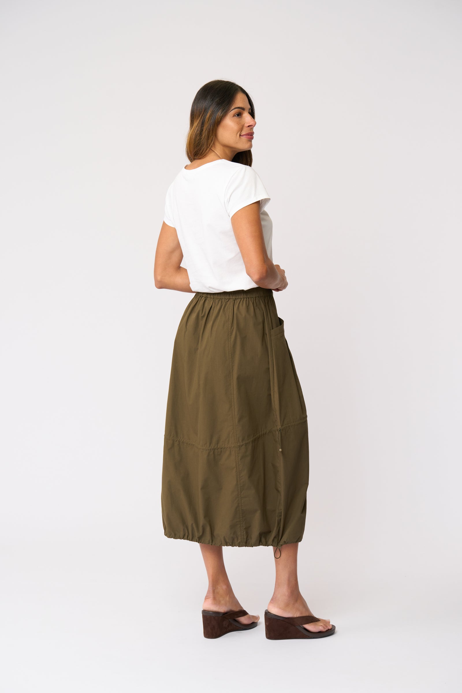 Foil Hemline Hype Skirt in Olive