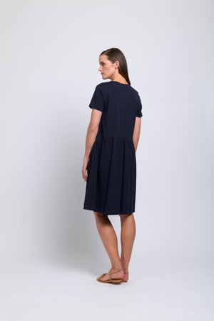 Foil New Girl Dress in True Navy