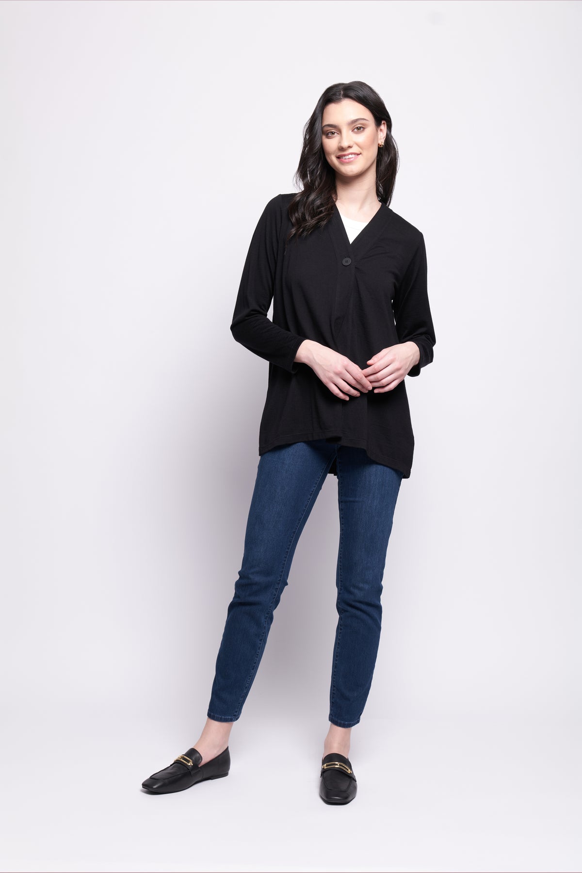 Foil Perfect Yarn Cardigan in Black