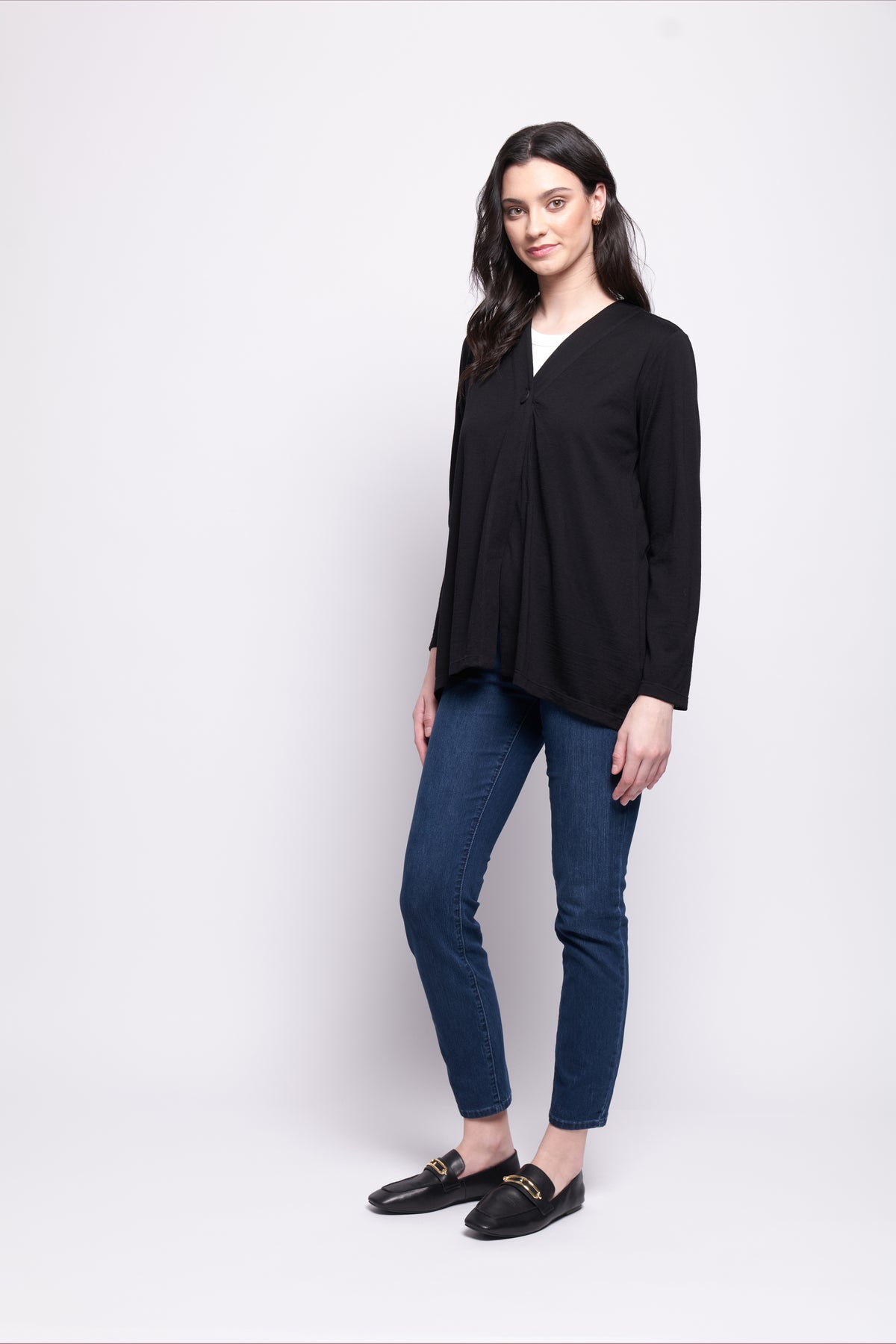 Foil Perfect Yarn Cardigan in Black