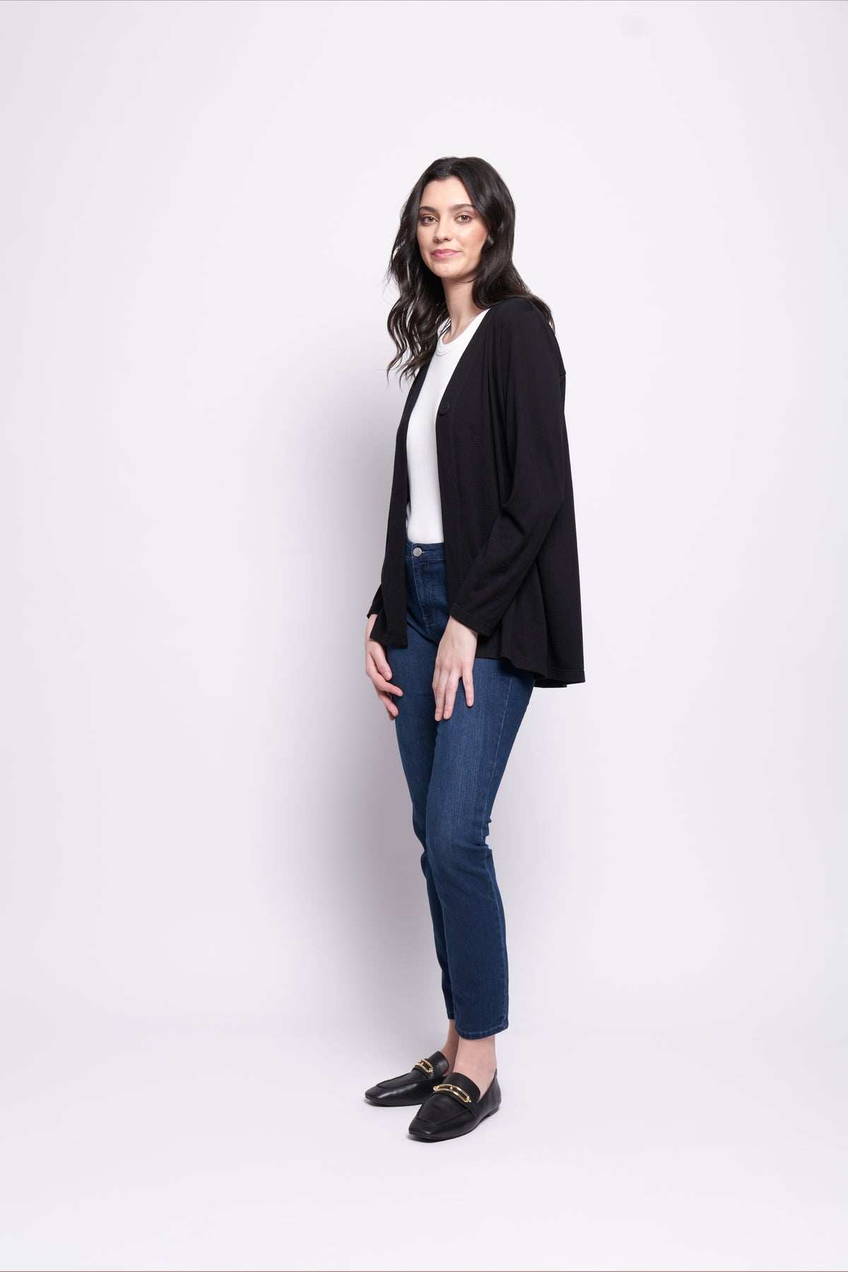 Foil Perfect Yarn Cardigan in Black