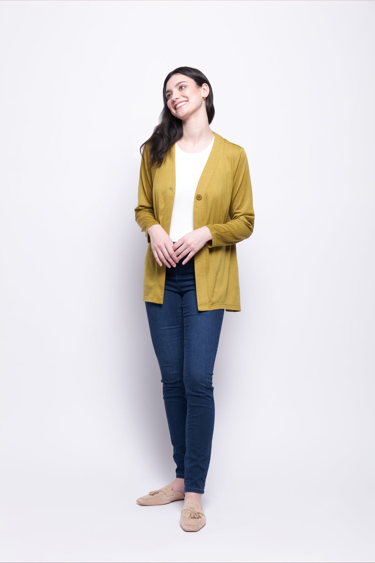 Foil Perfect Yarn Cardigan in Chartreuse