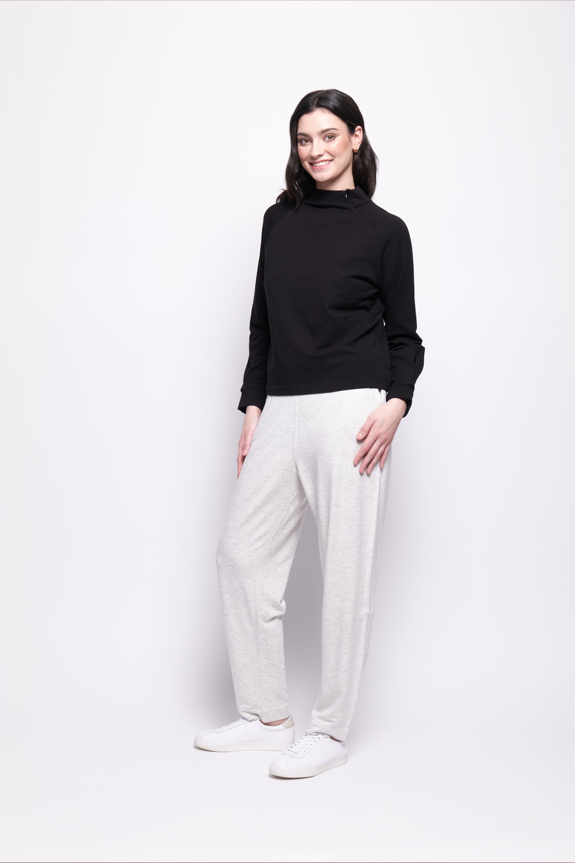 RFSS1823 - Stylish Top With Pant And Foil Mirror Long Jacket