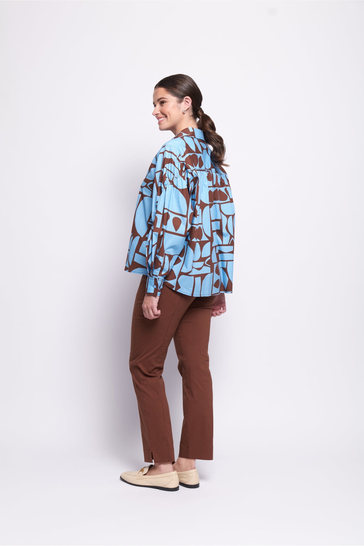 Foil Full Monty Trapeze Trouser with pockets in Sepia