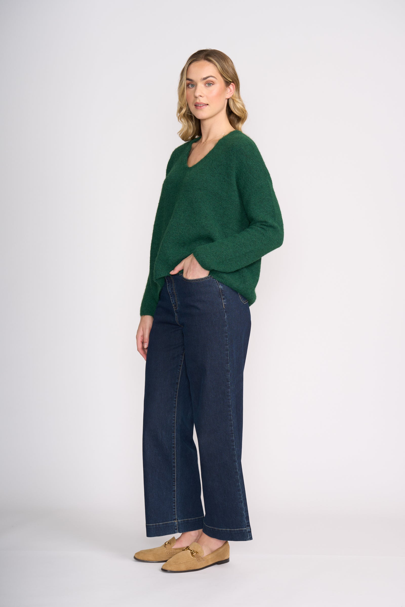 Foil Sweater Half Sweater in Deep Forest