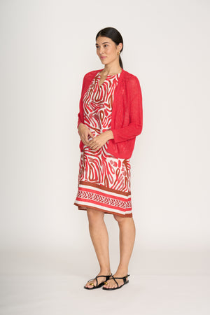 Foil Cover Story Cardi in Poppy Red