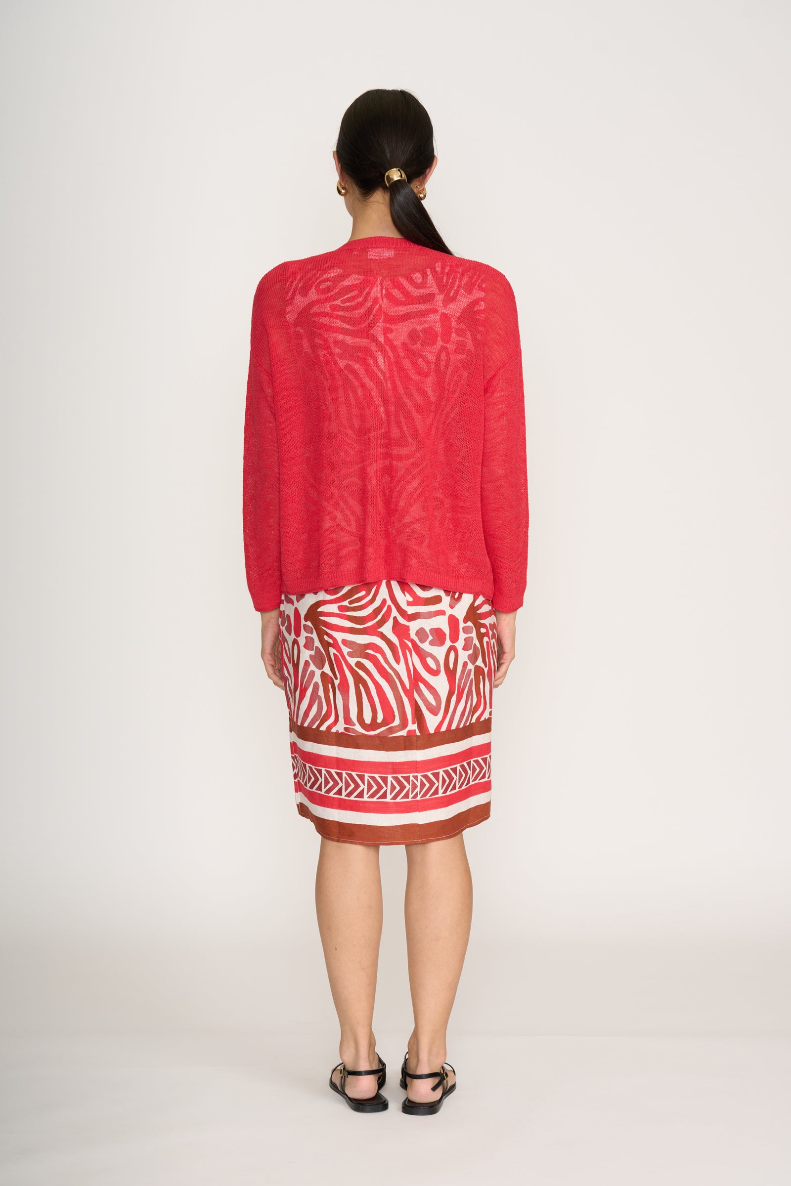 Foil Cover Story Cardi in Poppy Red