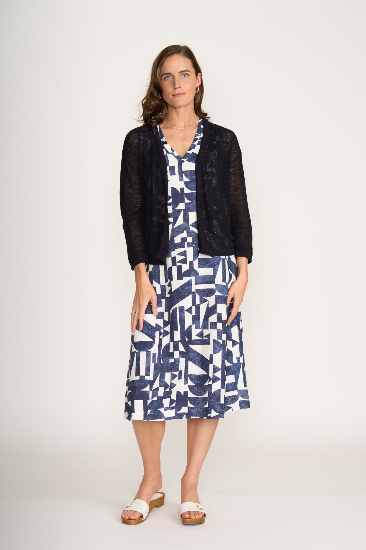 Foil Cover Story Cardi in True Navy