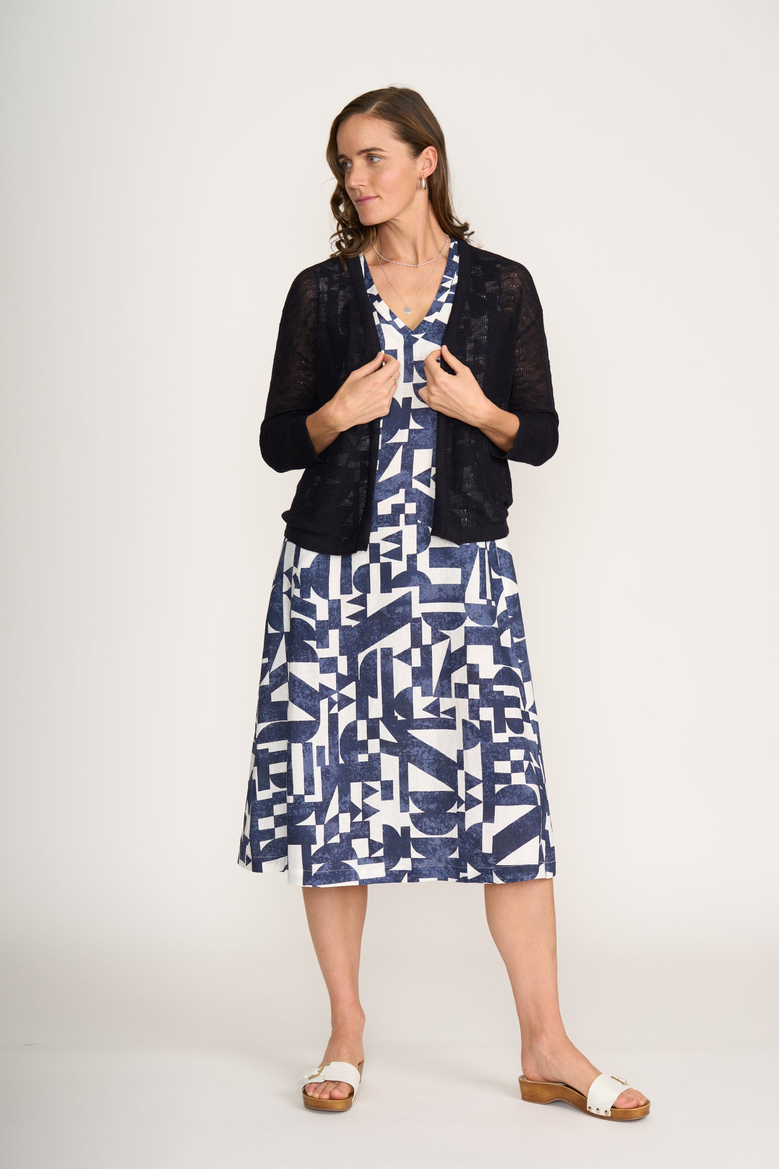 Foil Cover Story Cardi in True Navy