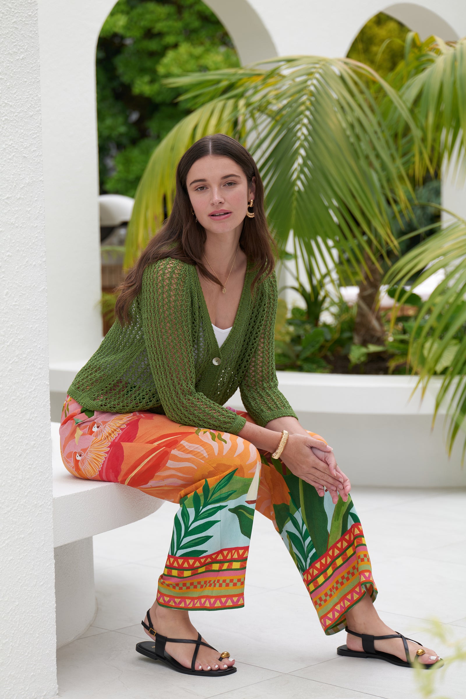 Foil Holey Chic Cardi in Leaf