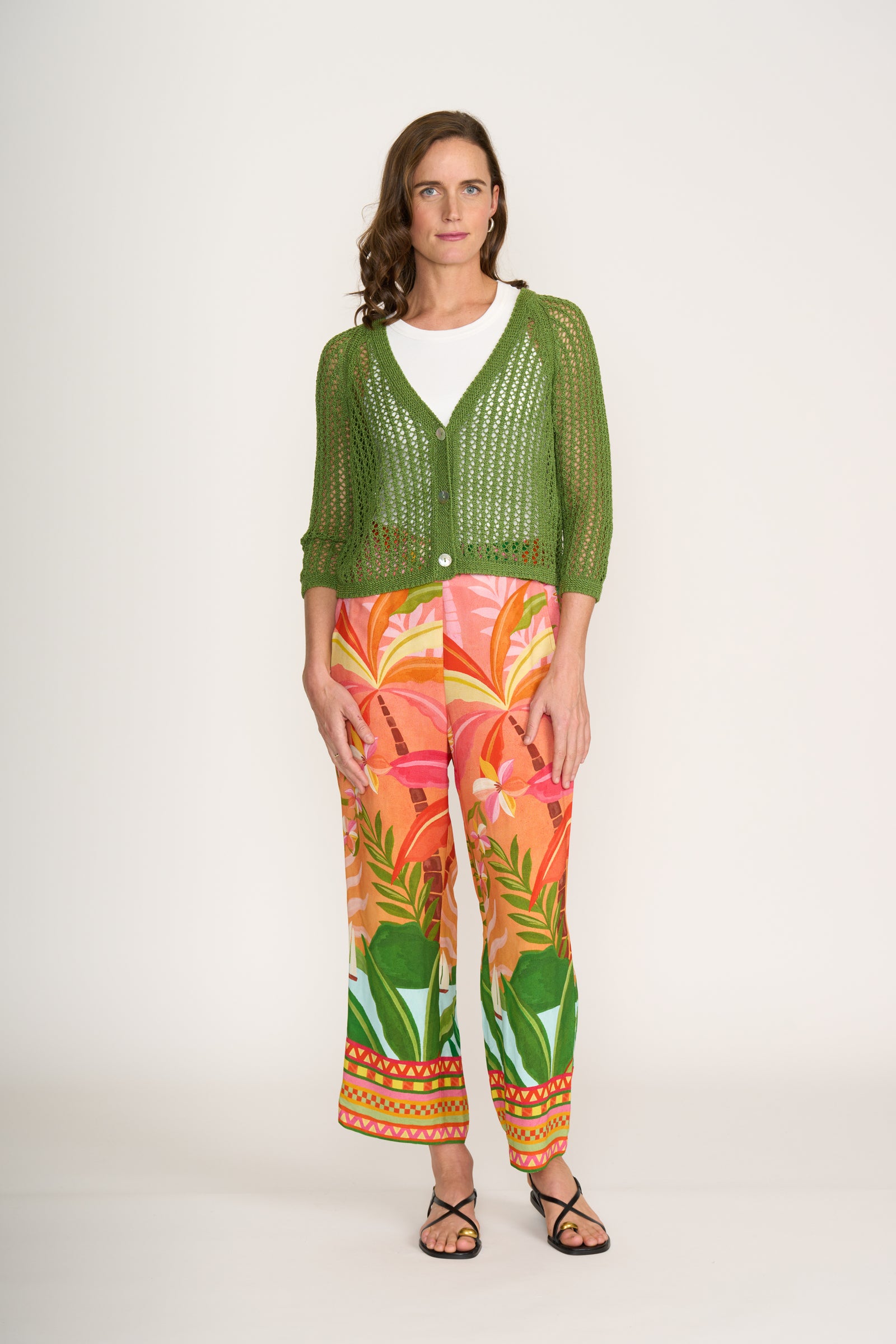 Foil Holey Chic Cardi in Leaf