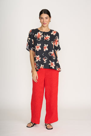 Foil Delightful Top in Flower Doodles