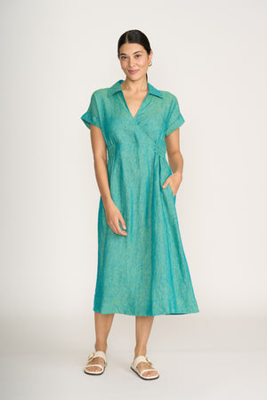 Foil Wrap Dreams Dress in Spearmint