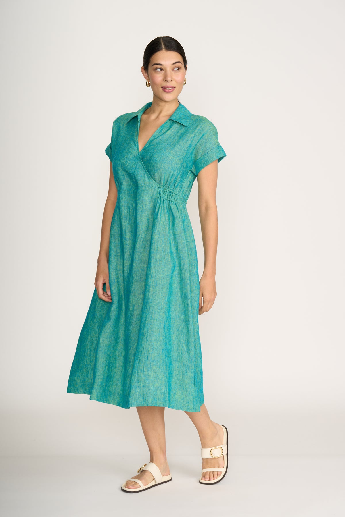 Foil Wrap Dreams Dress in Spearmint