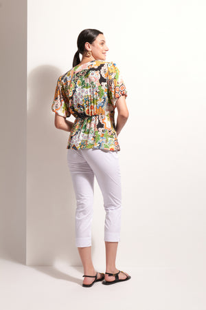 Foil Fuss Free Taper Trapeze Pant in Plain White