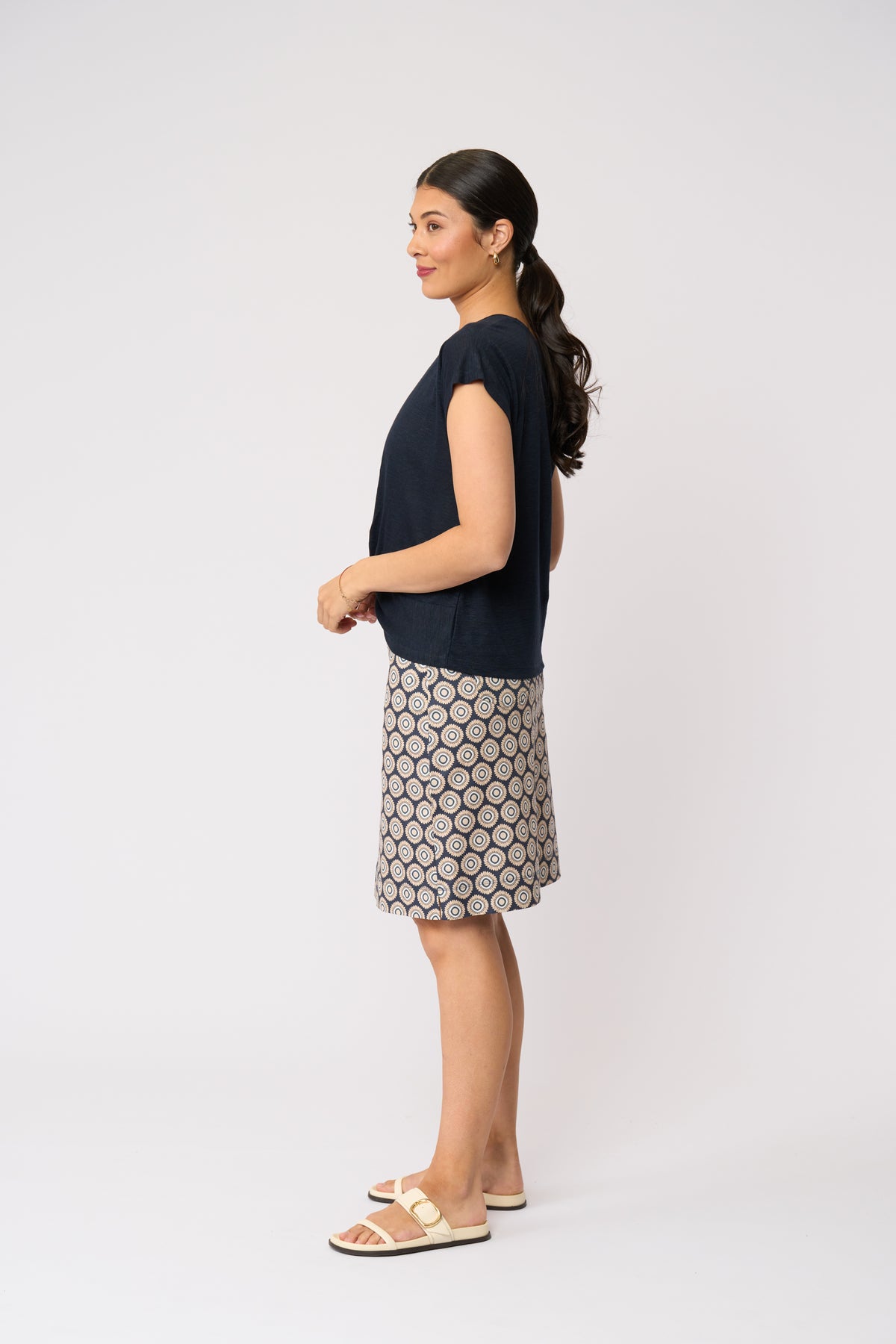 Foil Do The Twist Top in True Navy