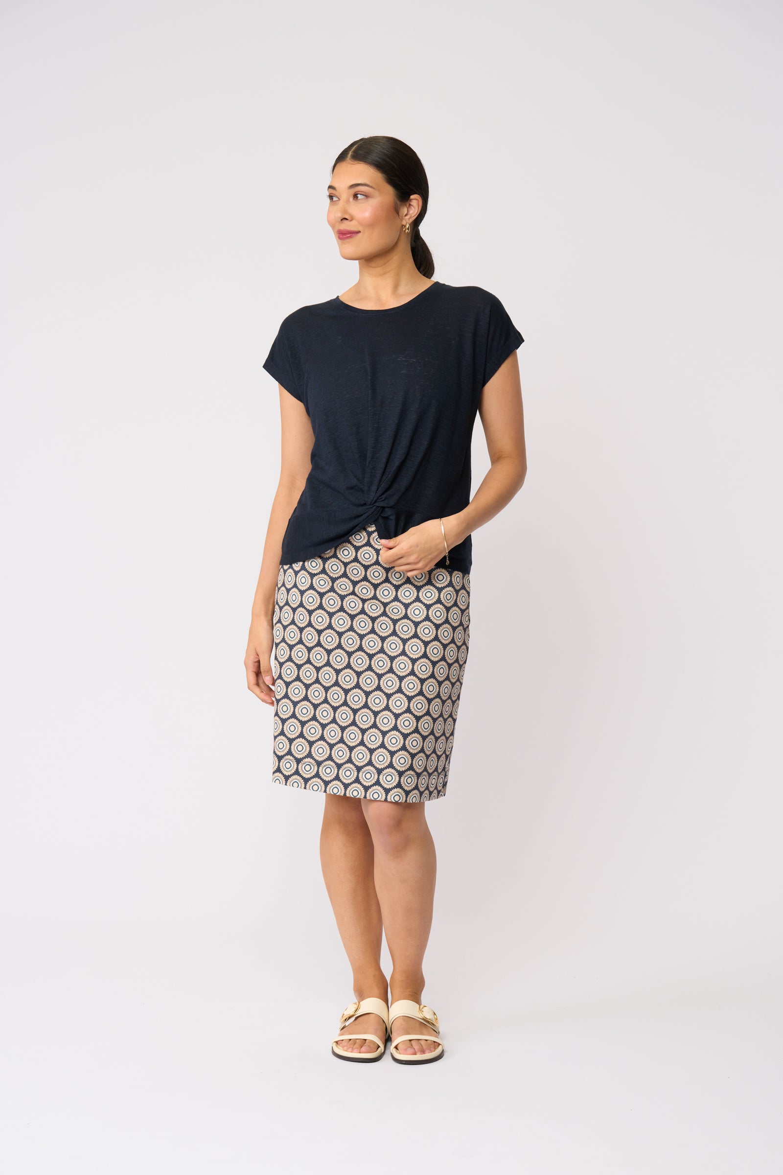 Foil Do The Twist Top in True Navy