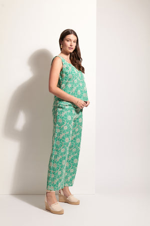 Foil Juicy Details Pant in Green Flower