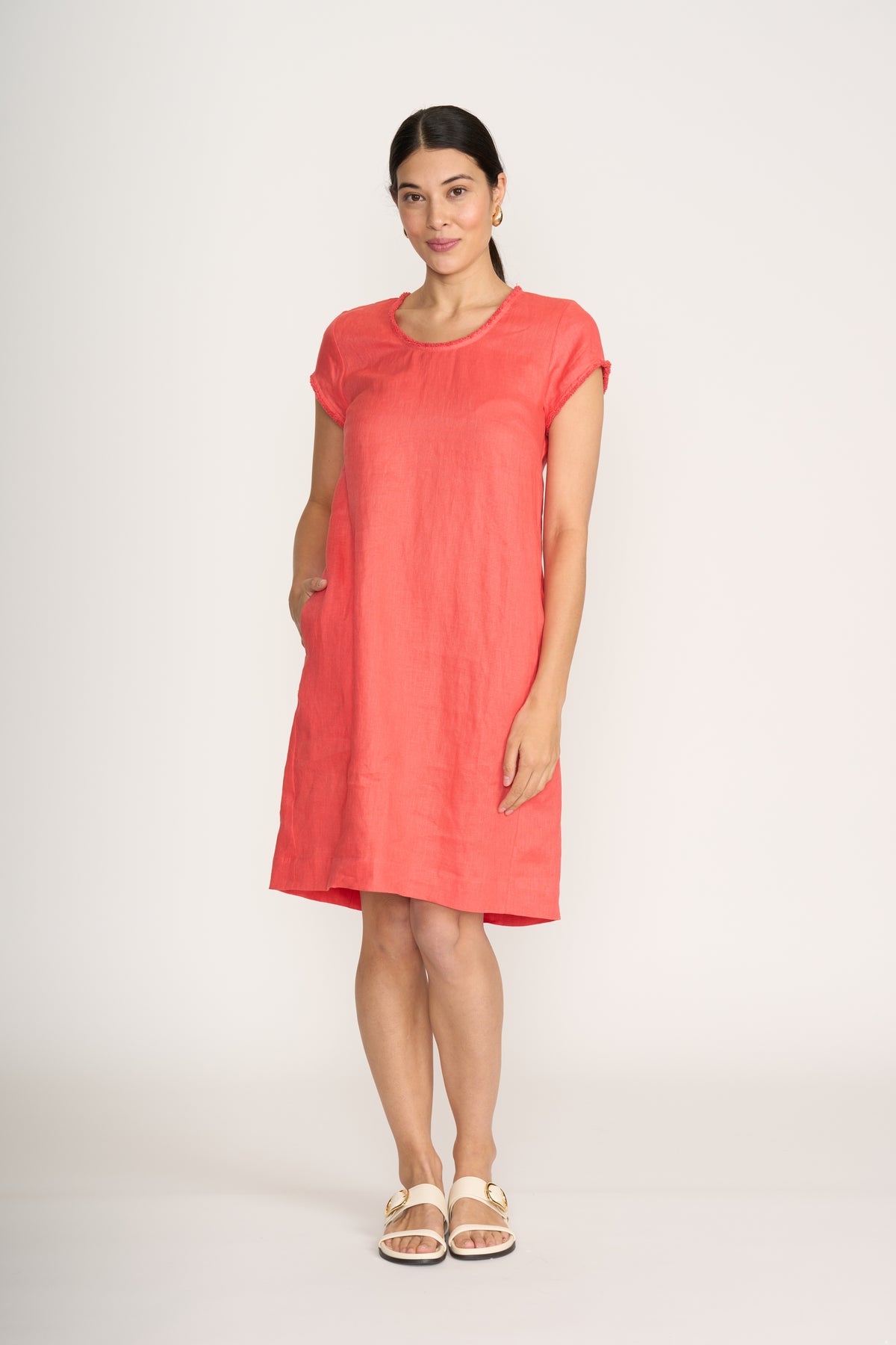 Foil Festival Dress in Melon