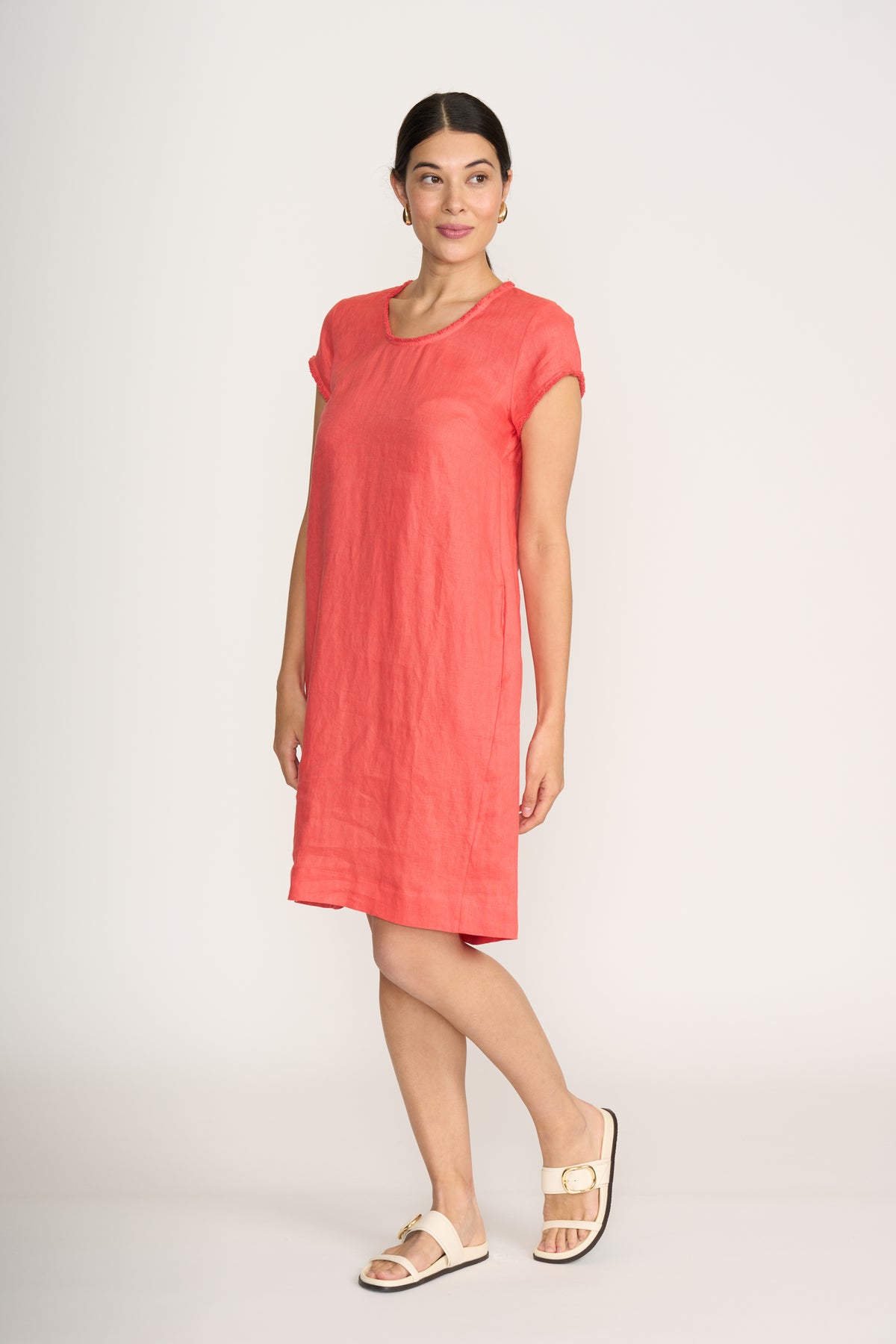 Foil Festival Dress in Melon