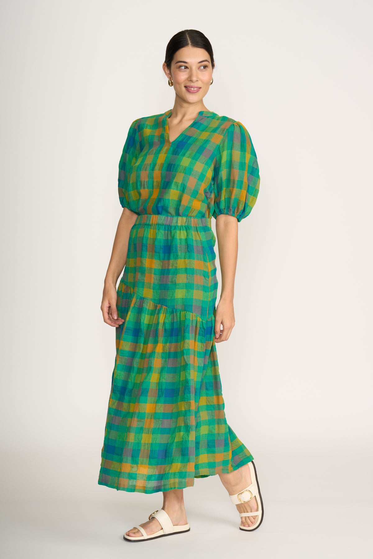 Foil Checkmate Top in Green Check