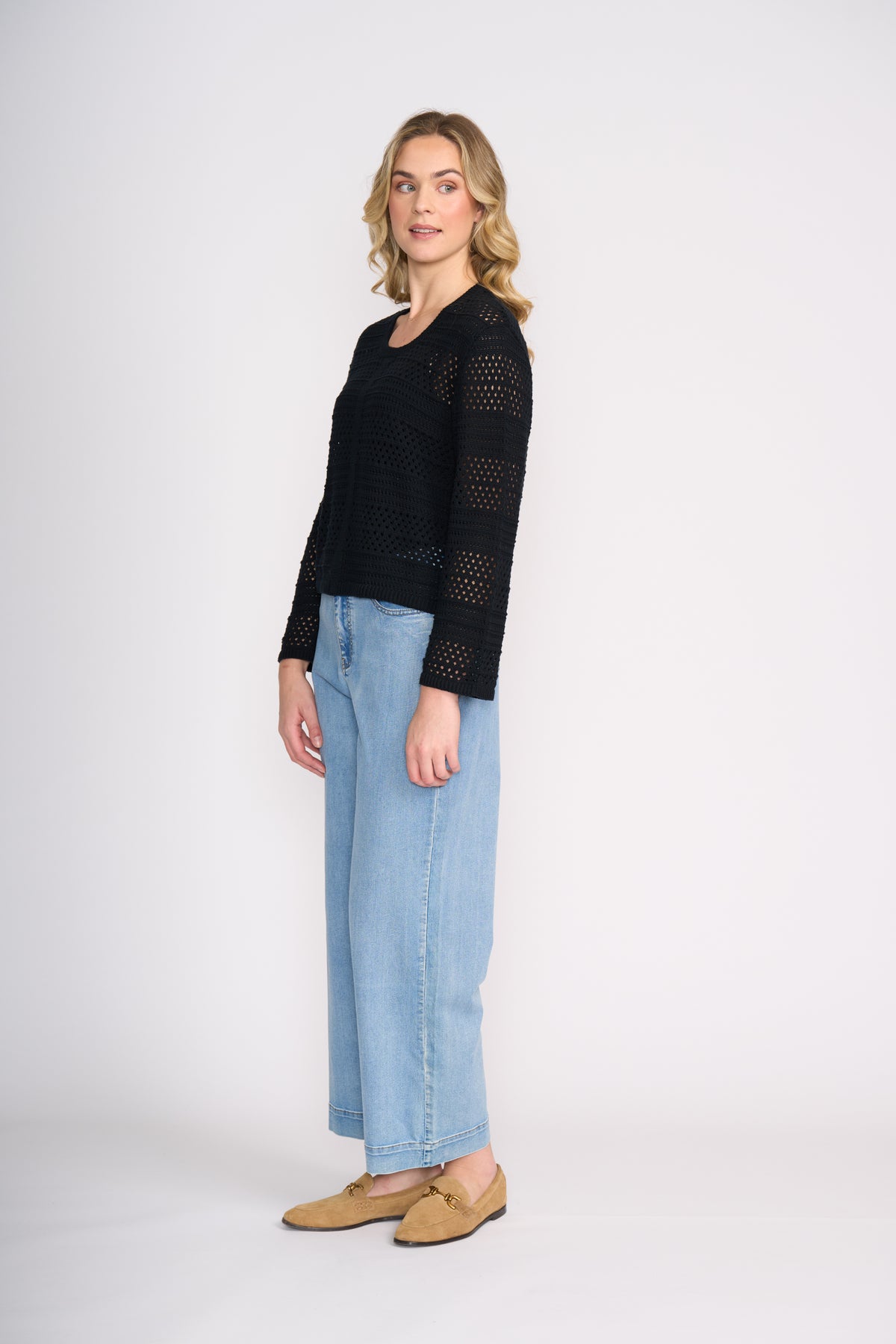 Foil Pulling Strings Sweater in Black