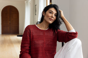 Foil Pulling Strings Sweater in Red Earth