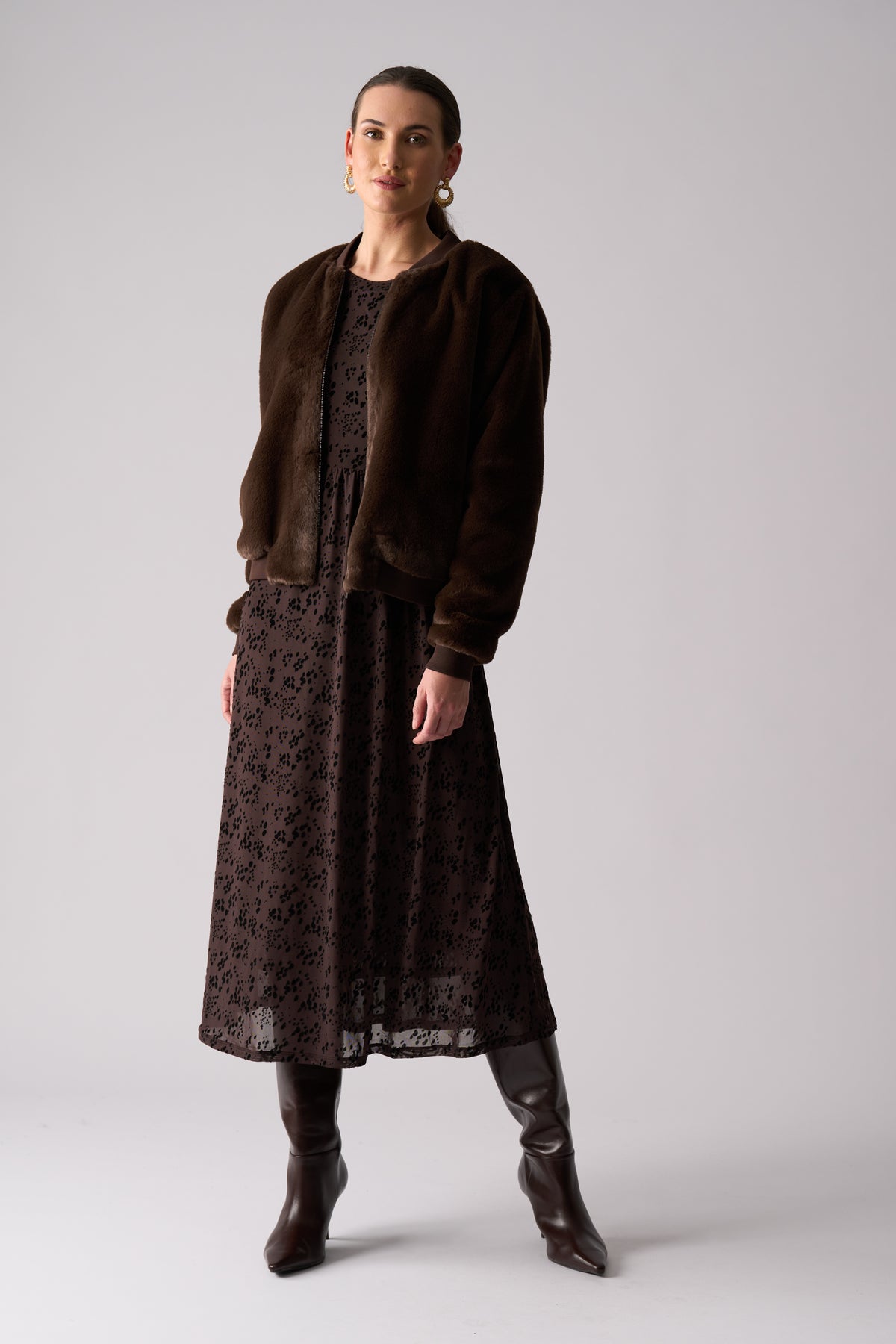 Foil Fur Sure Jacket in Chocolate