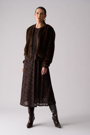 Foil Fur Sure Jacket in Chocolate