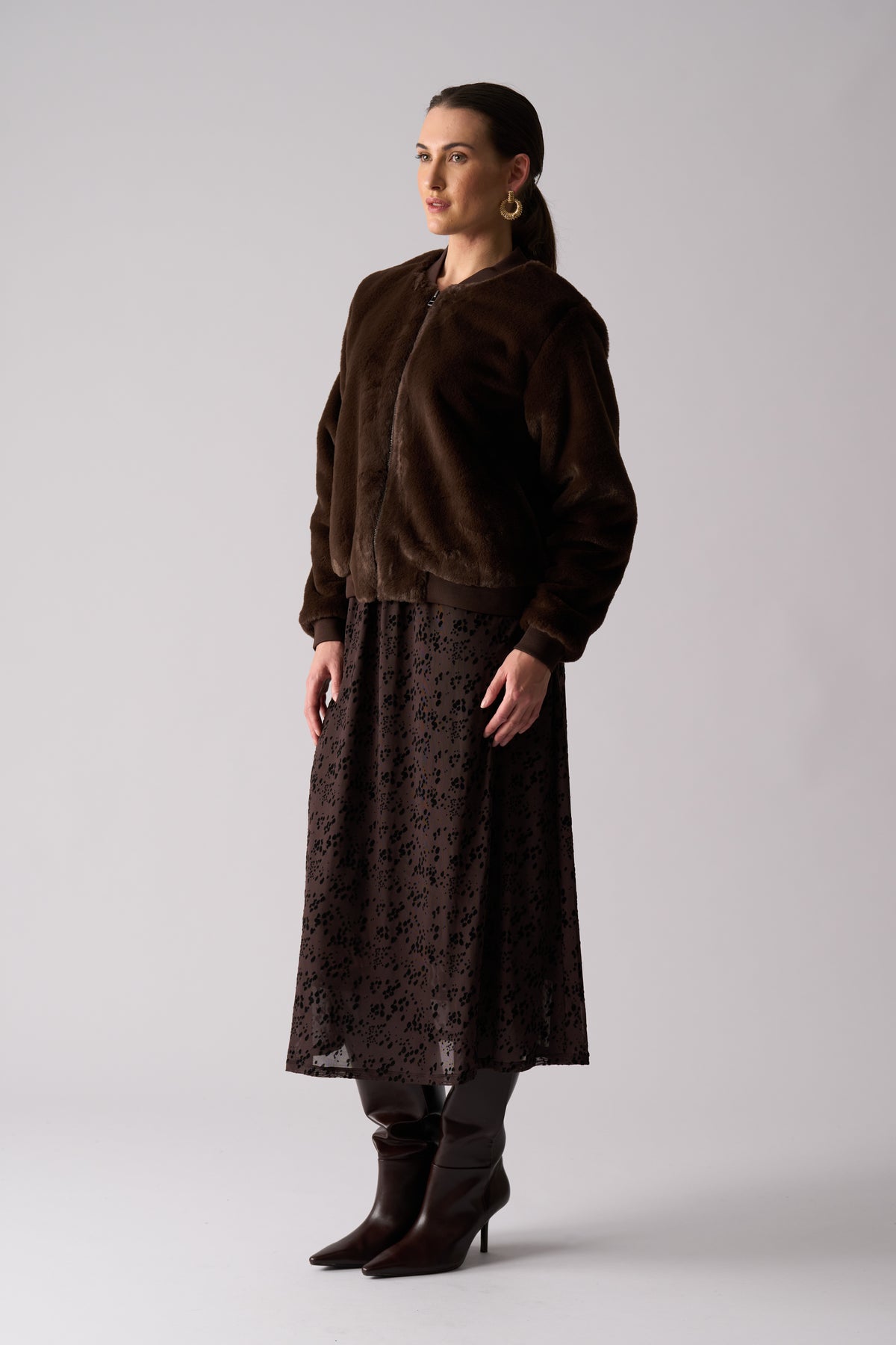 Foil Fur Sure Jacket in Chocolate