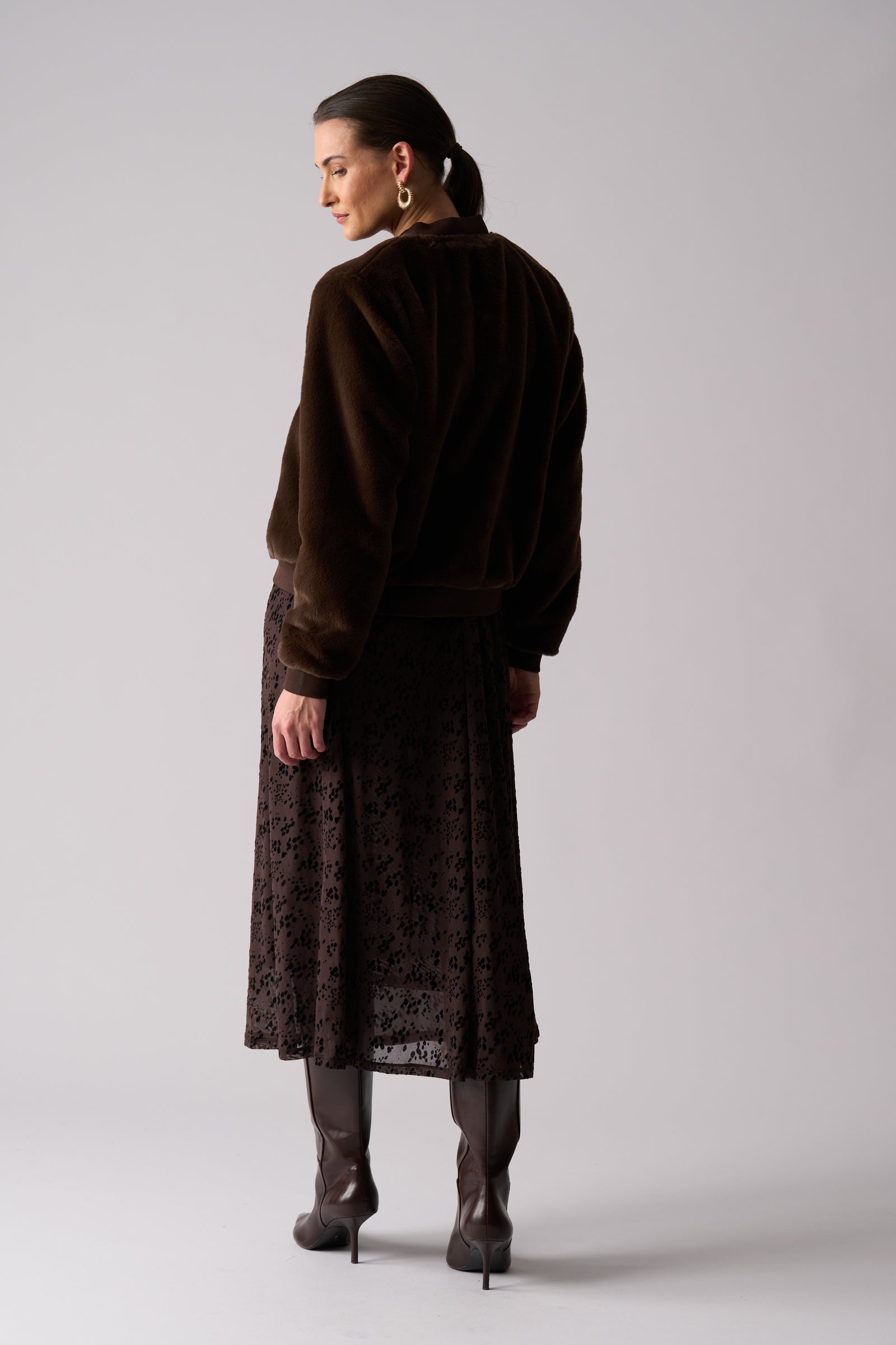 Foil Fur Sure Jacket in Chocolate