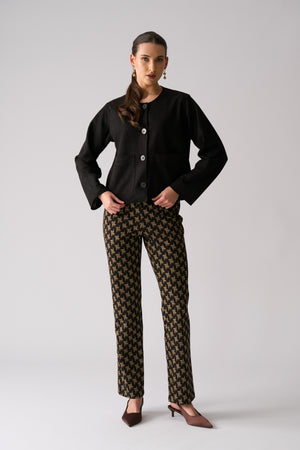 Foil Looking Suede Jacket in Black