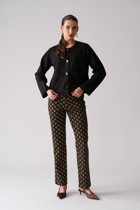 Foil Looking Suede Jacket in Black