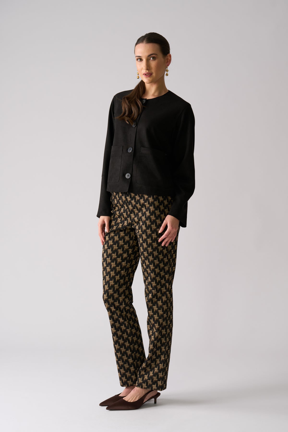 Foil Looking Suede Jacket in Black