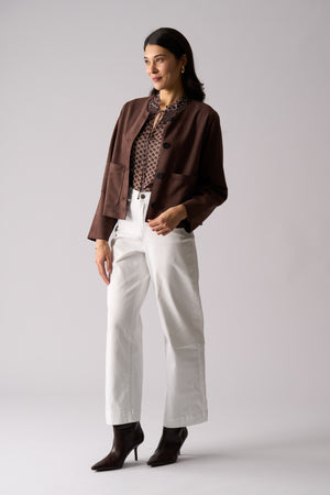 Foil Looking Suede Jacket in Ristretto