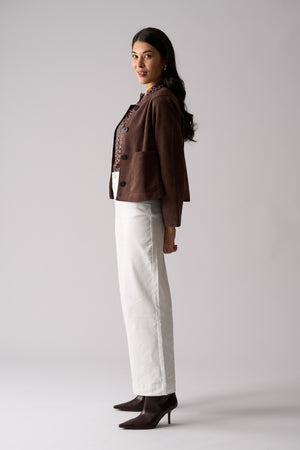 Foil Looking Suede Jacket in Ristretto