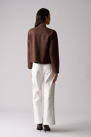 Foil Looking Suede Jacket in Ristretto