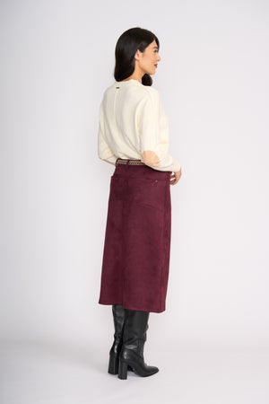 Foil Suede Dreams Skirt in Black Cherry