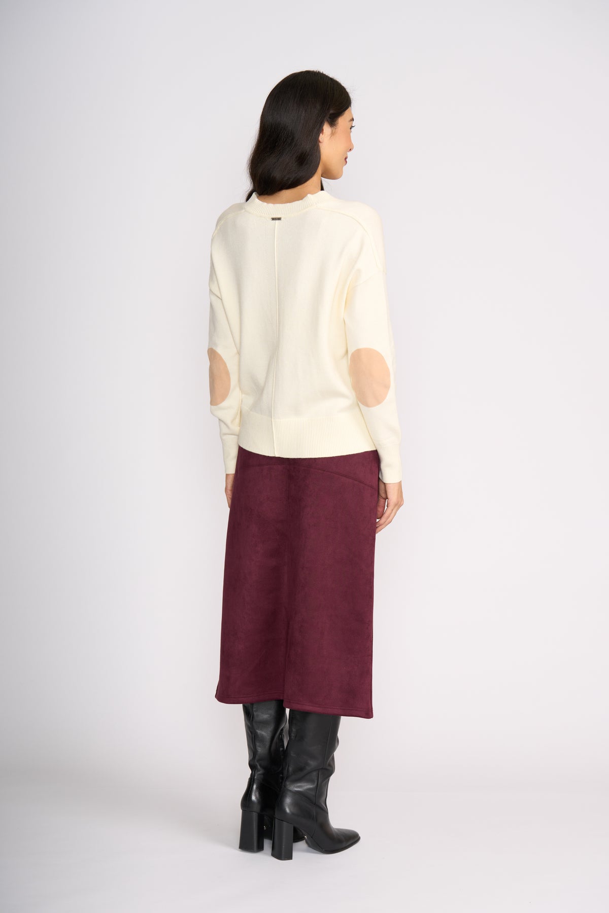 Foil Suede Dreams Skirt in Black Cherry