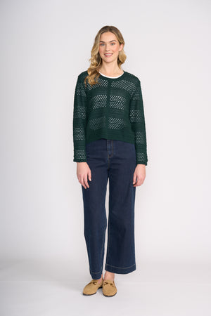Foil Pulling Strings Sweater in Ivy Green