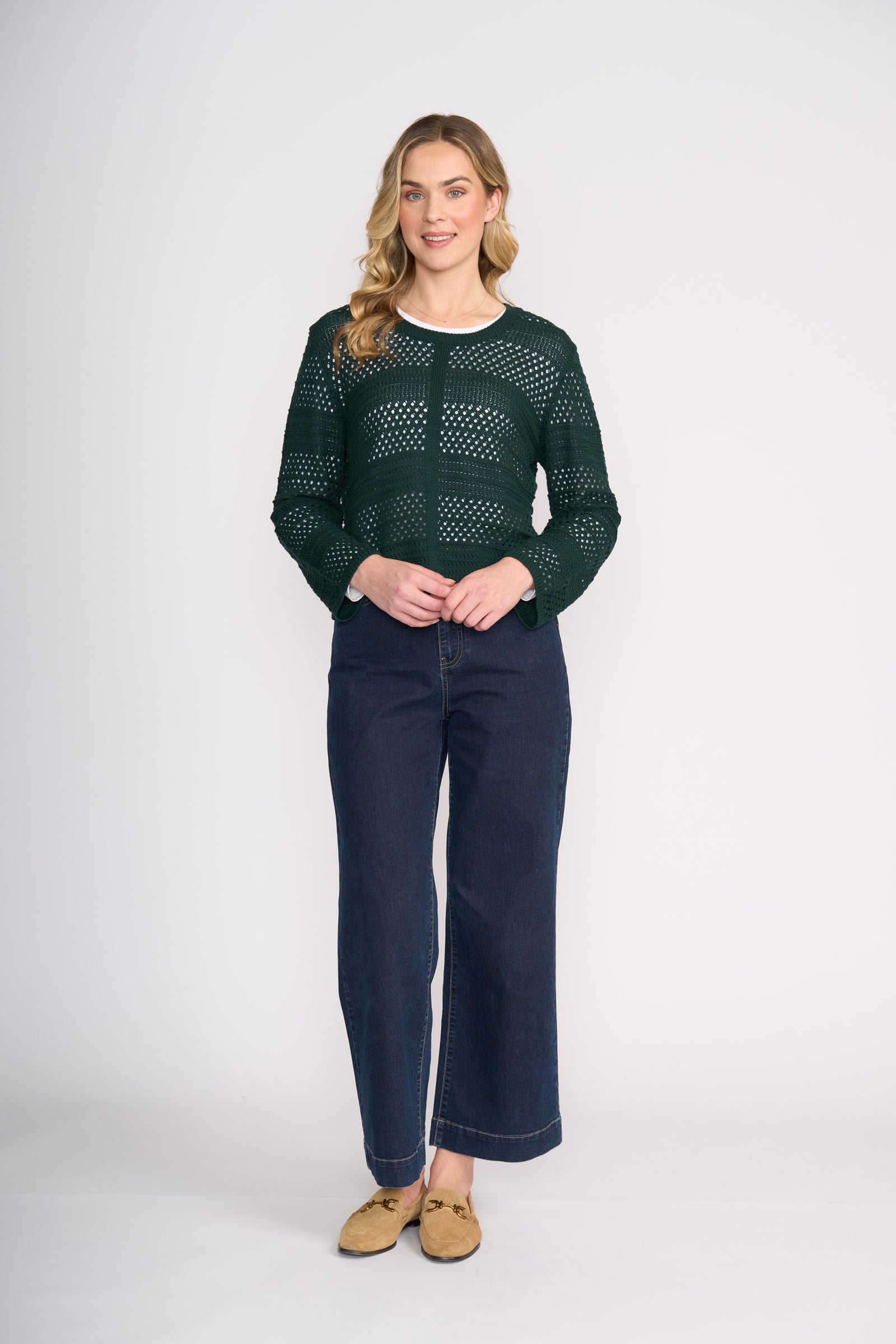 Foil Pulling Strings Sweater in Ivy Green