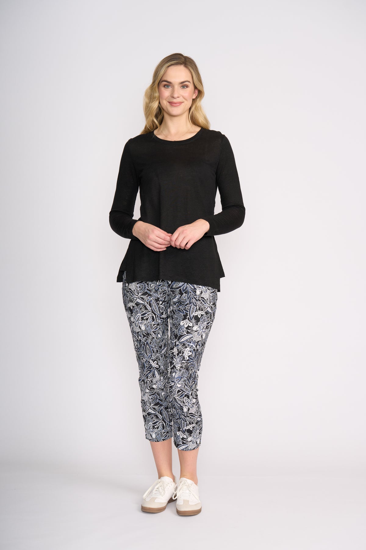 Foil Fuss Free Taper Trapeze Capri Pant in Nu Boheme Print