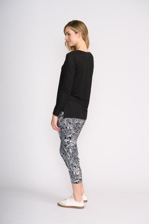 Foil Fuss Free Taper Trapeze Capri Pant in Nu Boheme Print
