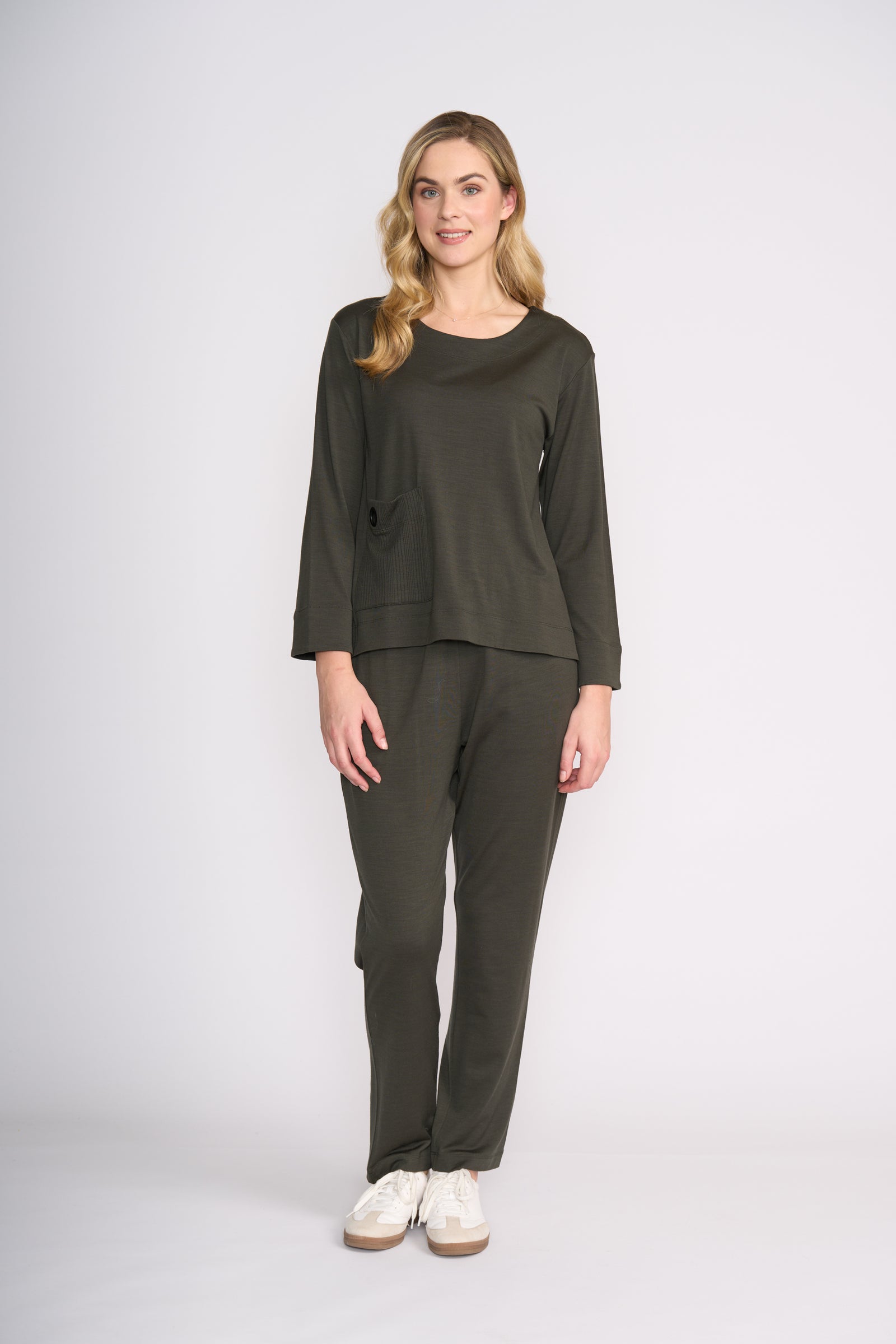 Foil Secret Agent Top in Olive