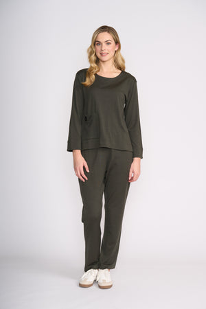 Foil Secret Agent Top in Olive