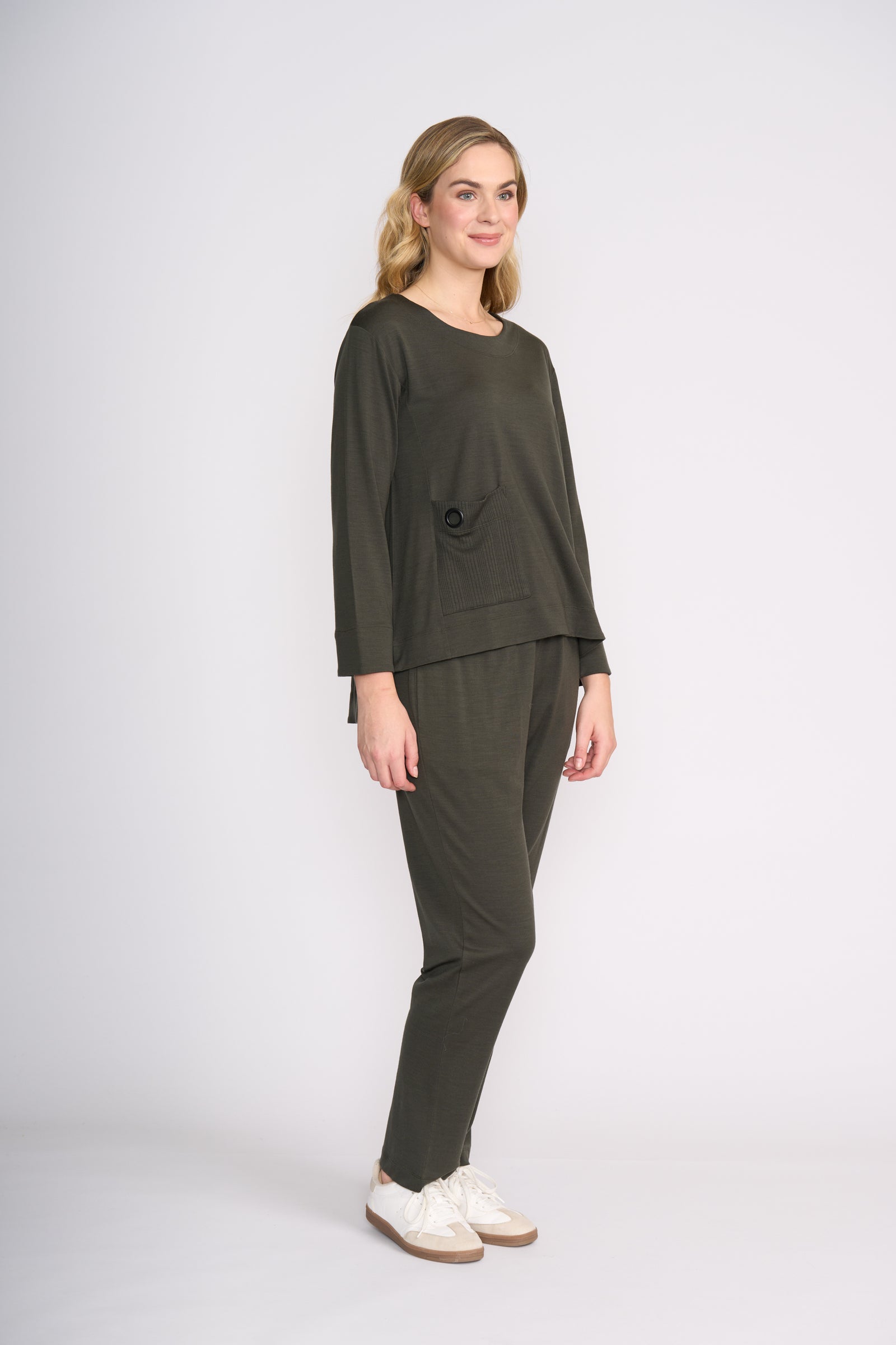 Foil Secret Agent Top in Olive