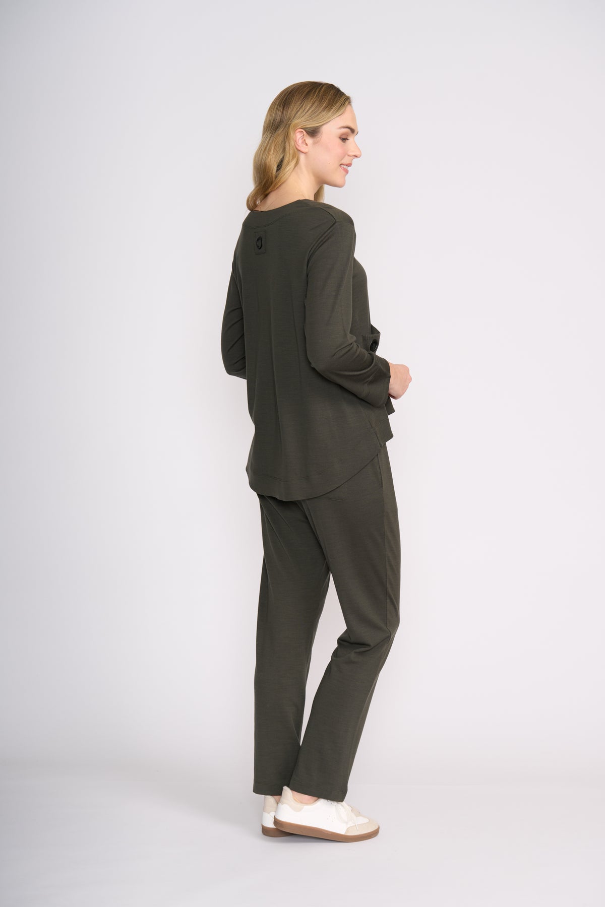 Foil Secret Agent Top in Olive
