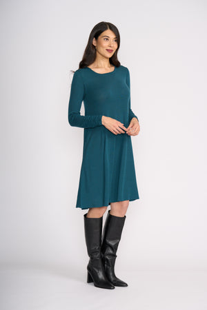 Foil Delightful Dress in Midnight Green