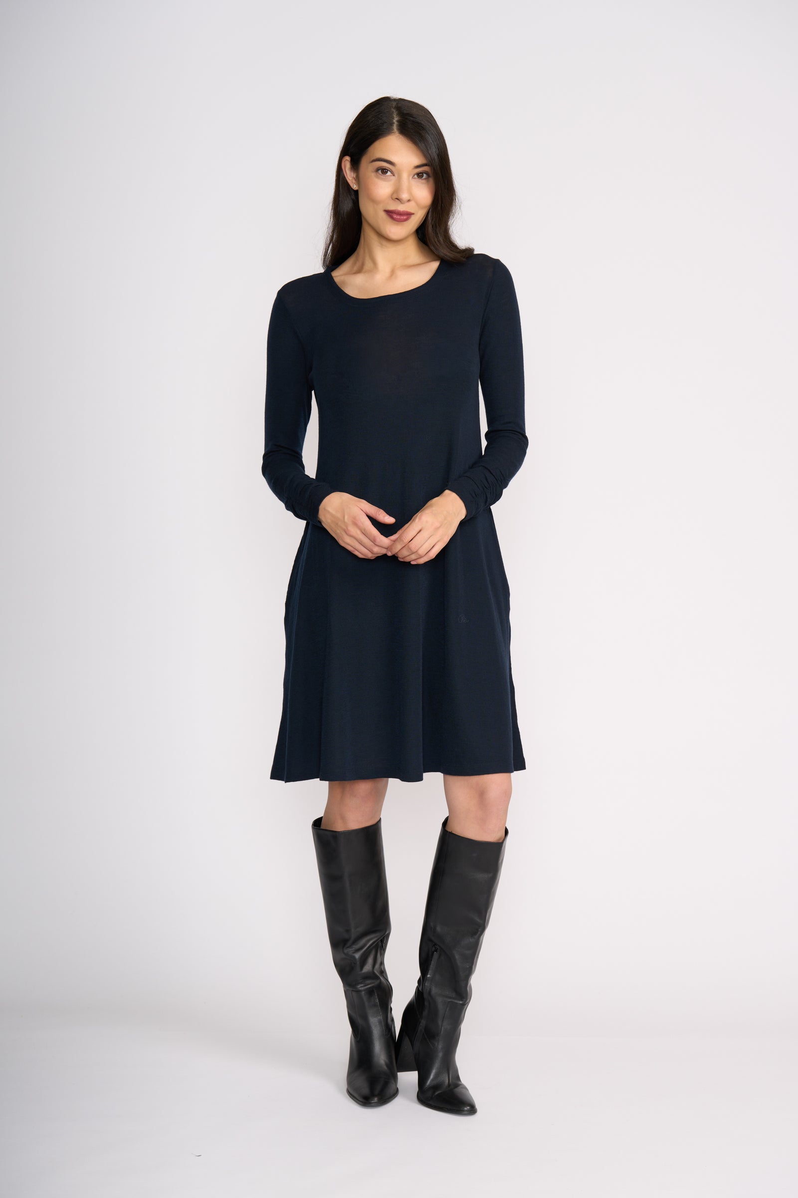 Foil Delightful Dress in True Navy